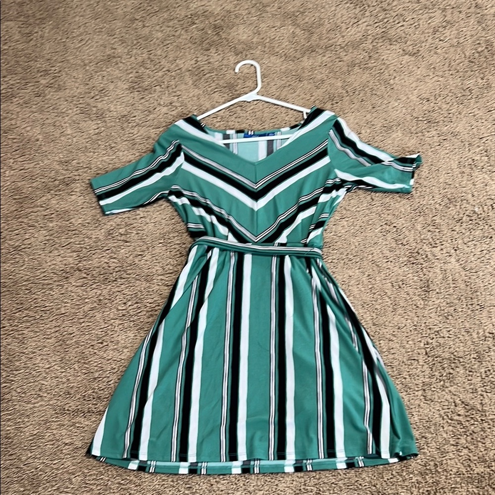 Apt. 9 Casual Blue and Black Fit and Flare Midi Dress